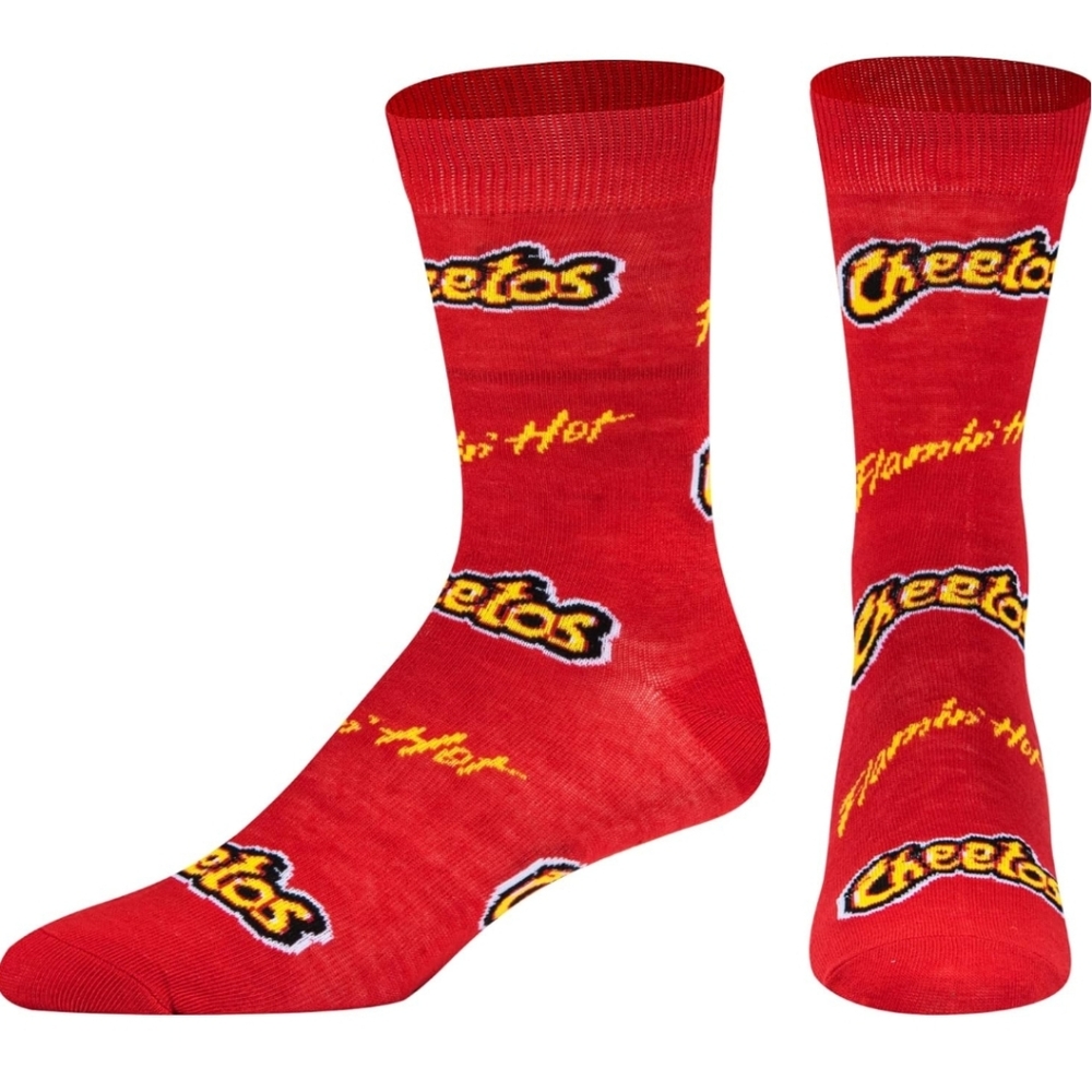 Cheetos Flamin Hot Crew Socks Red‎ Logo Print Novelty New